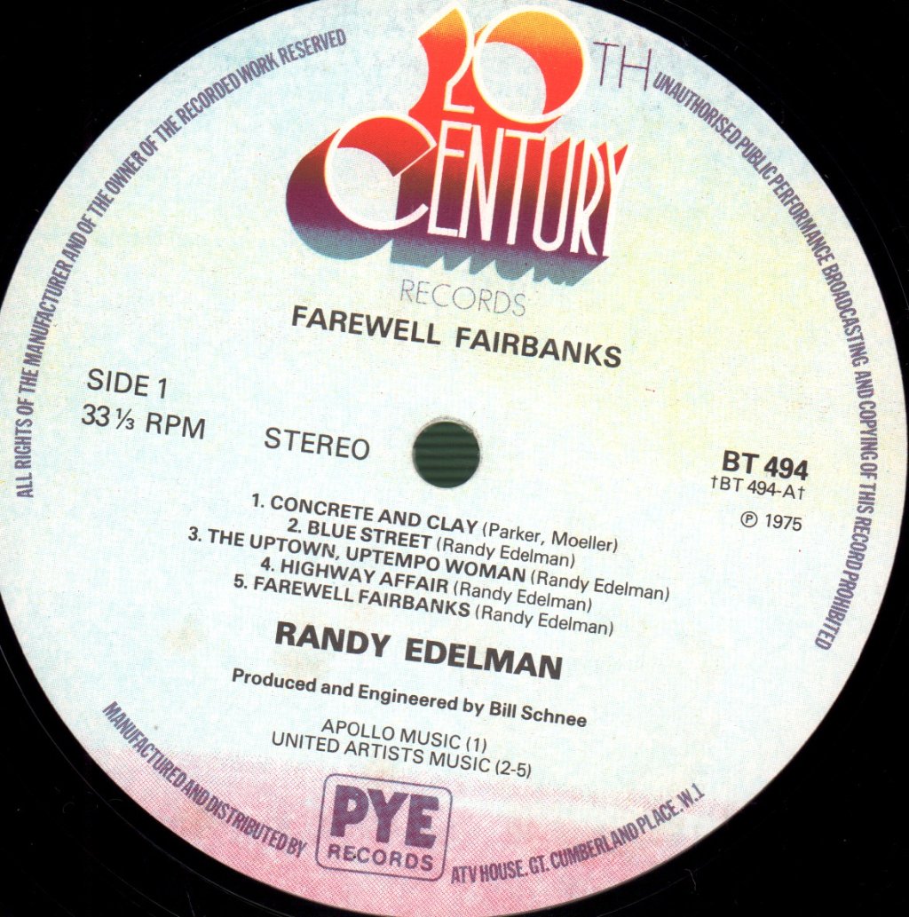 Randy Edelman - Farewell Fairbanks - Lp