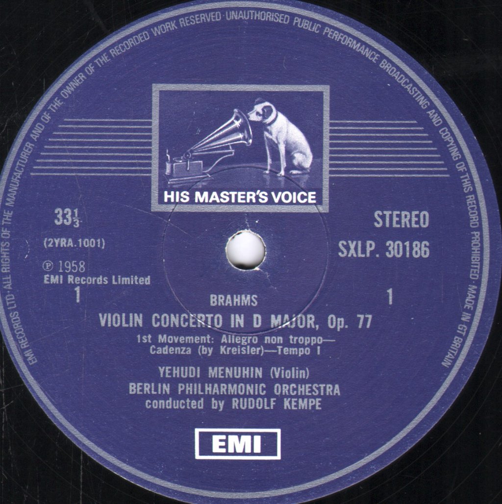 Yehudi Menuhin / Rudolf Kempe / Berlin Philharmonic - Brahms Violin Concerto - Lp