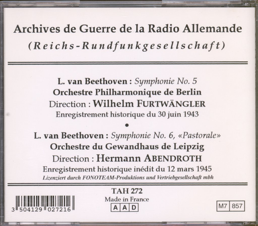Wilhelm Furtwängler, Hermann Abendroth - Wartime Archives Of The German Radio [RRG] - Cd