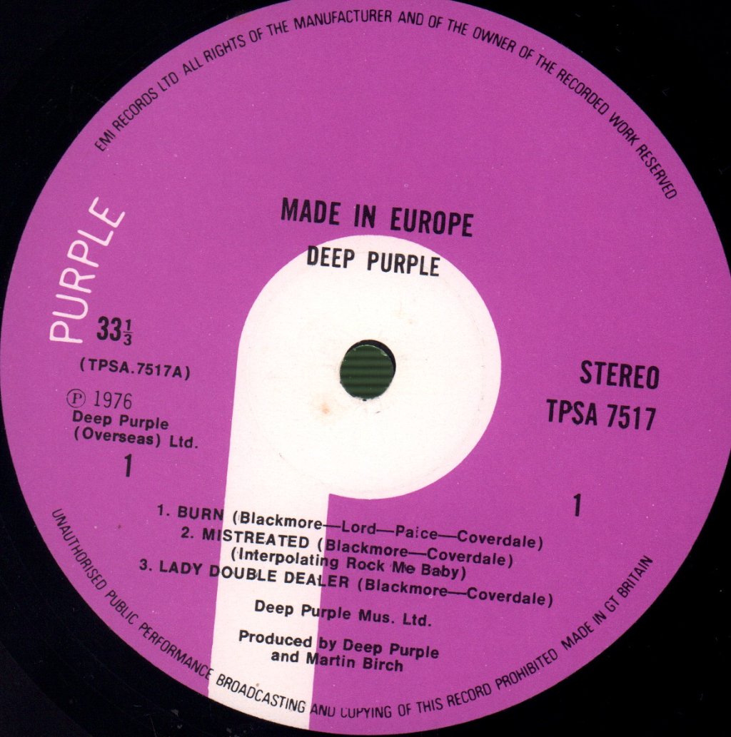 Deep Purple - Made In Europe - Lp