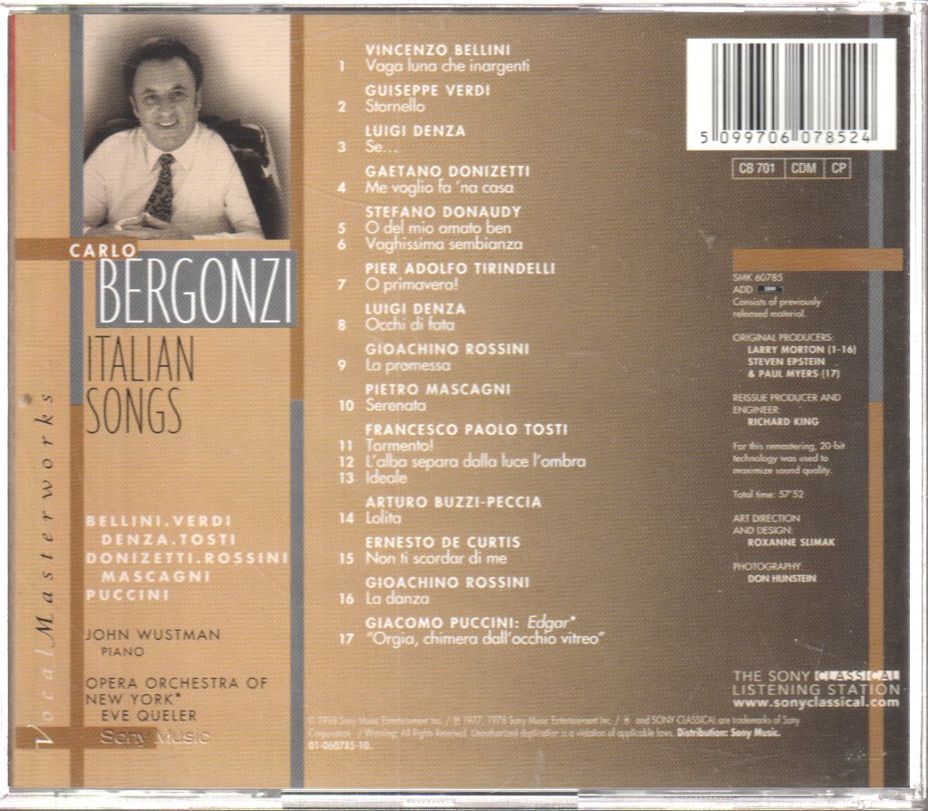 Carlo Bergonzi - Italian Songs - Cd