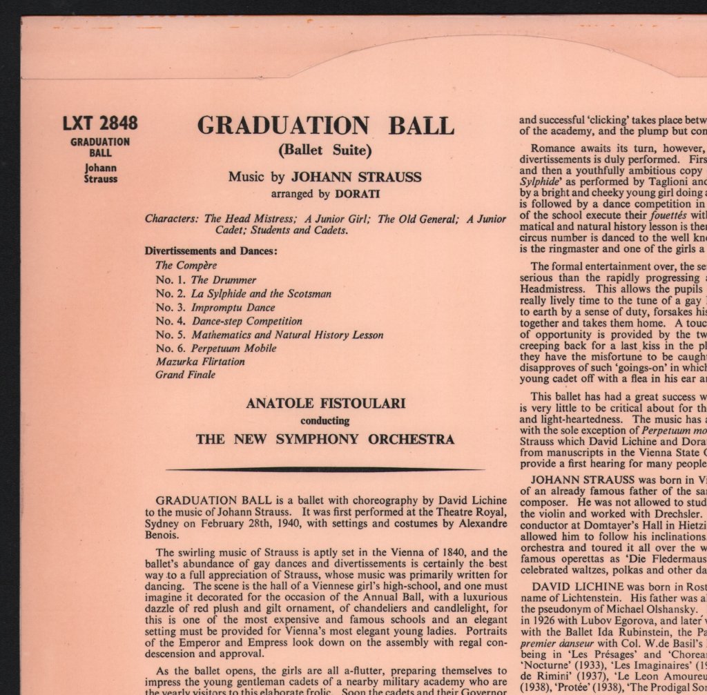 Anatole Fistoulari / New Symphony Orchestra - Johann Strauss - Graduation Ball - Lp