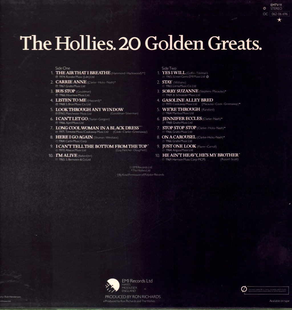 Hollies - 20 Golden Greats - Lp