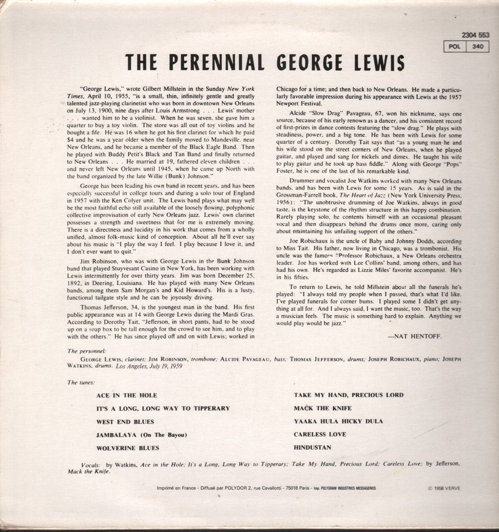 George Lewis - Perennial - Lp