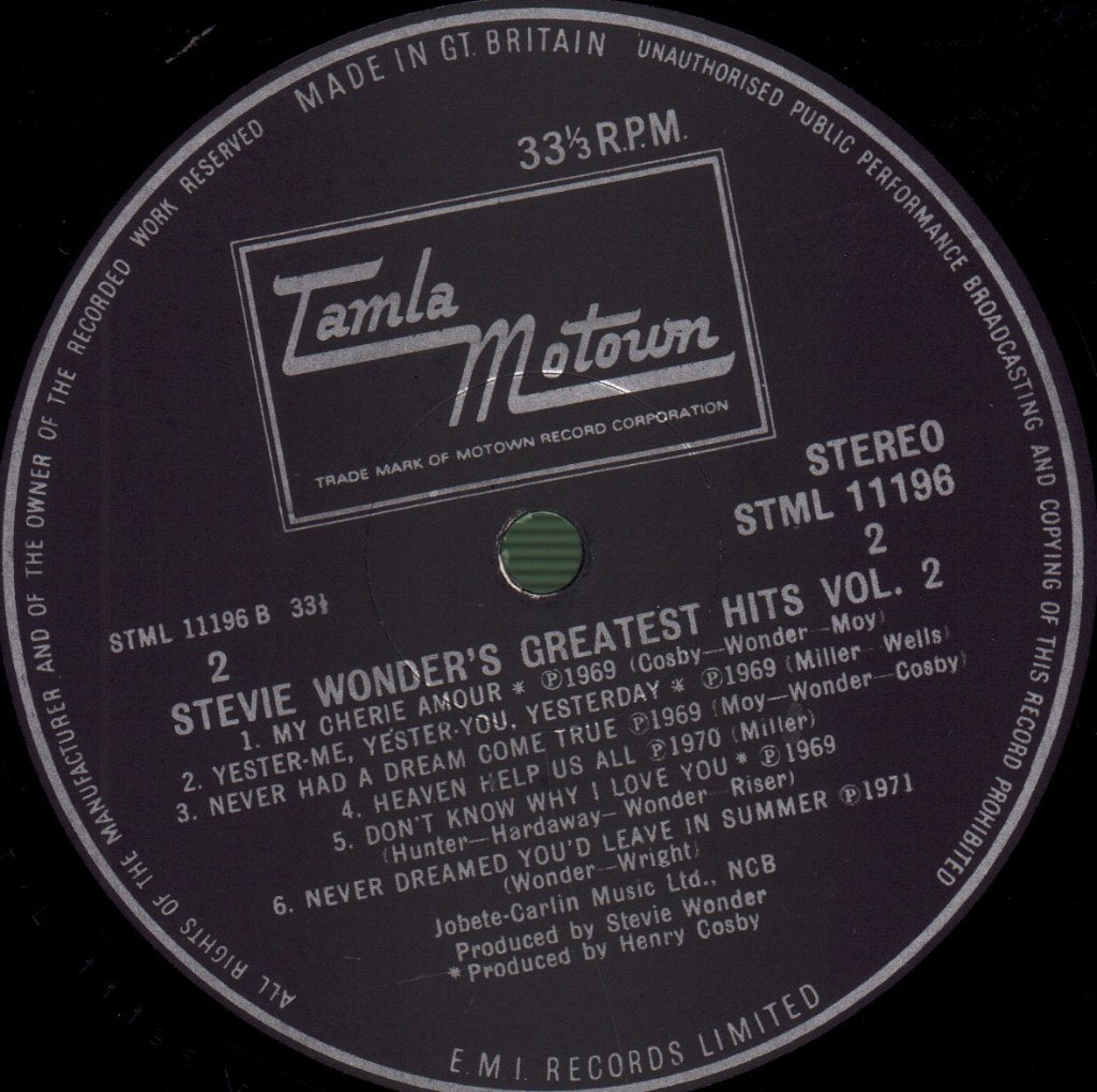 Stevie Wonder - Greatest Hits Vol 2 - Lp