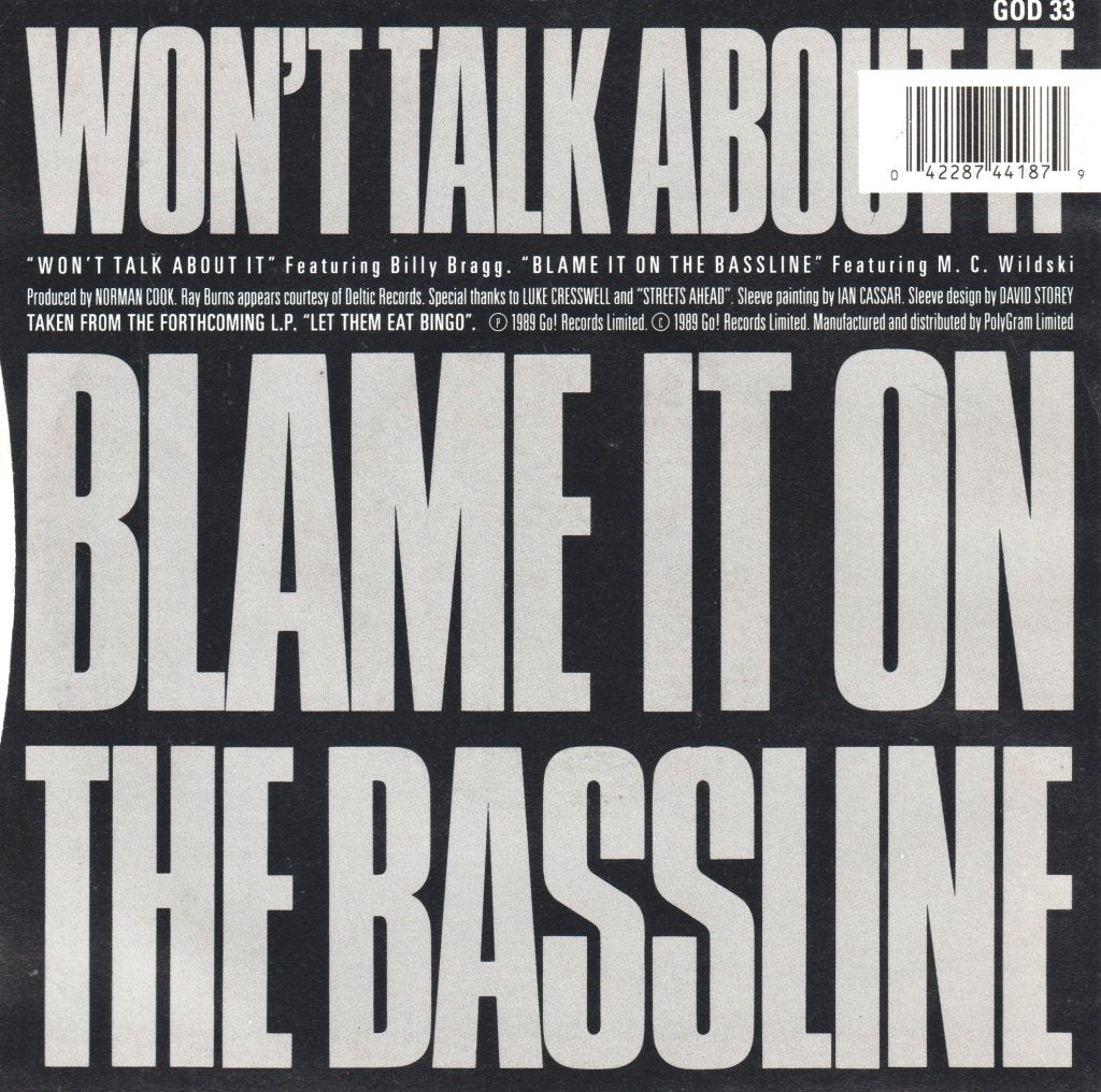 Norman Cook - Won't Talk About It / Blame It On The Bassline - 7 Inch
