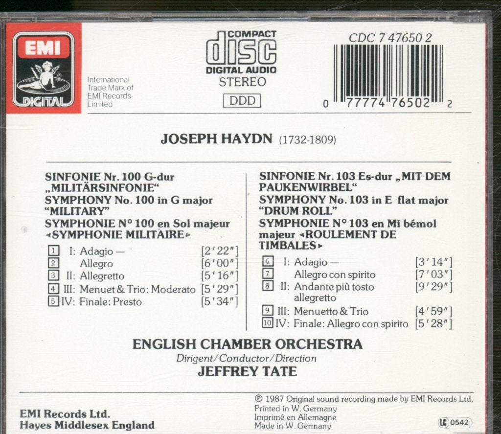 English Chamber Orchestra, Jeffrey Tate - Haydn - Symphonies 100 & 103 - Cd