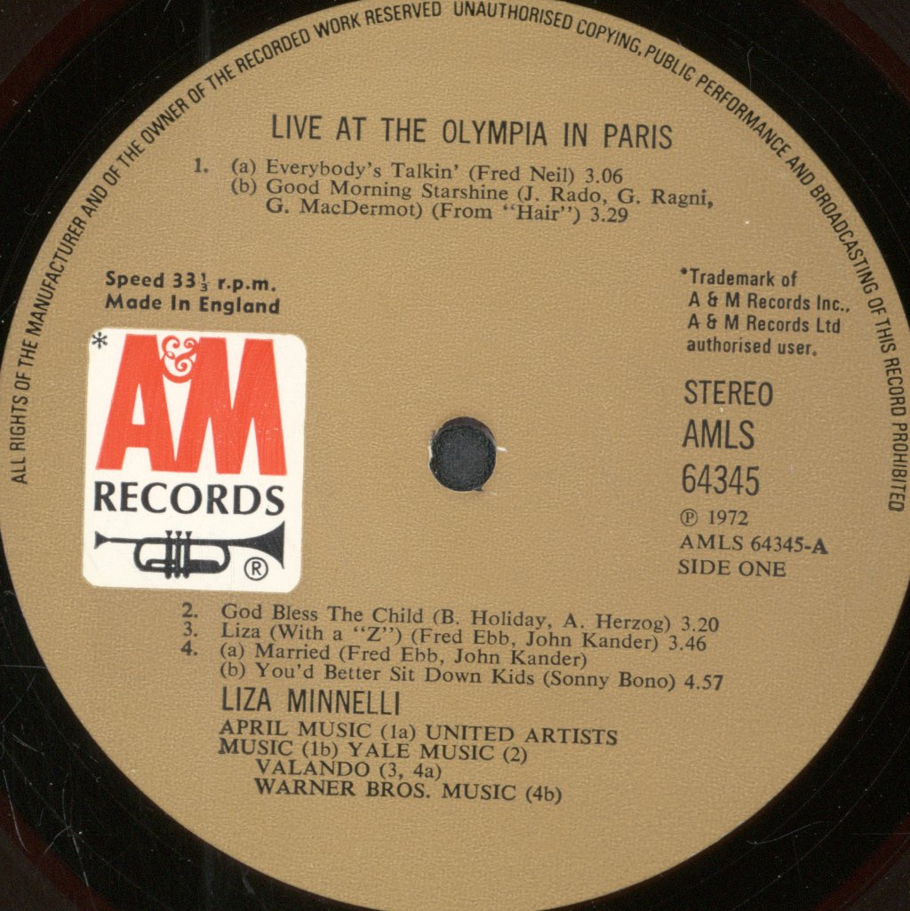 Liza Minnelli - Live At The Olympia In Paris - Lp