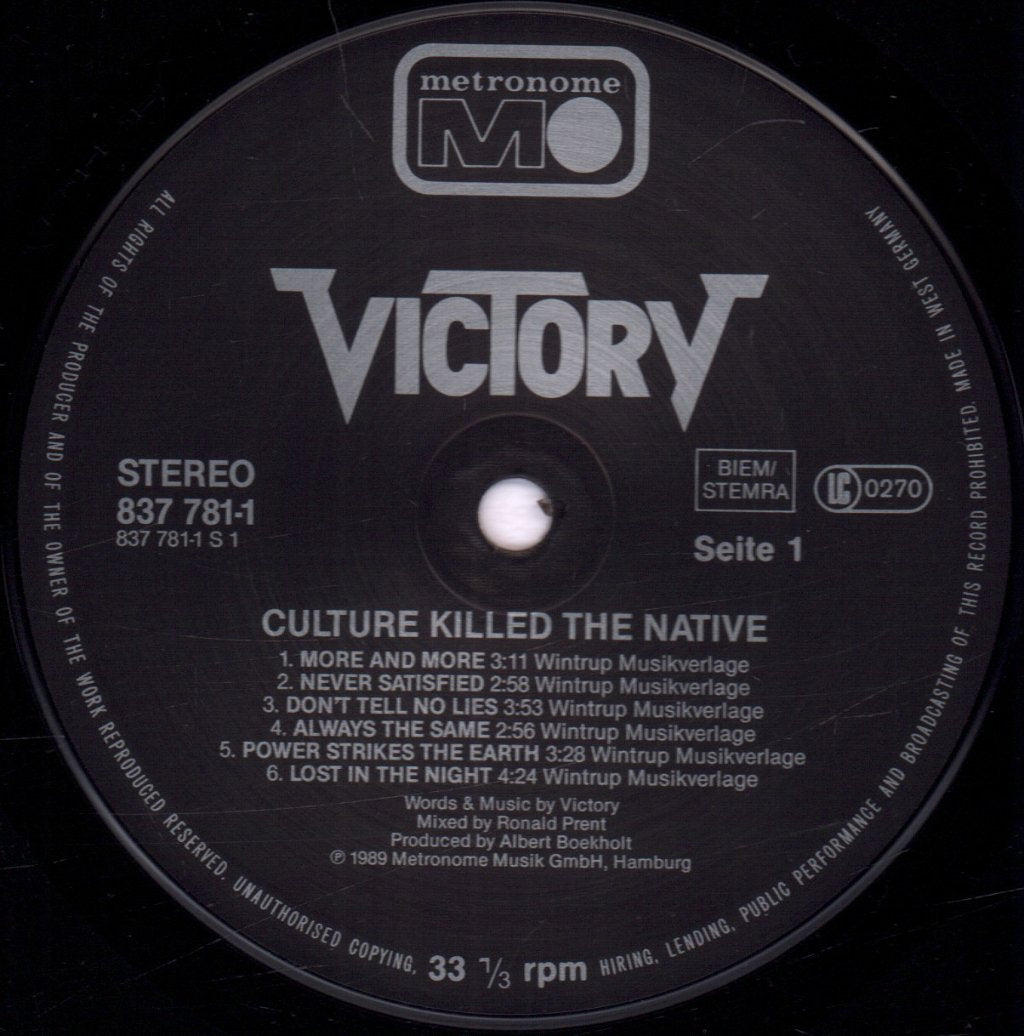 Victory - Culture Killed The Native - Lp