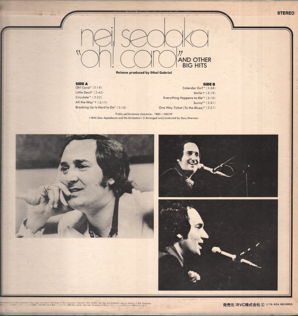 Neil Sedaka - Oh! Carol And Other Big Hits - Lp