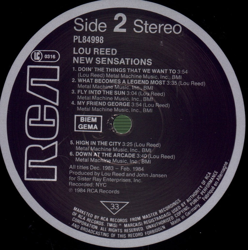 Lou Reed - New Sensations - Lp