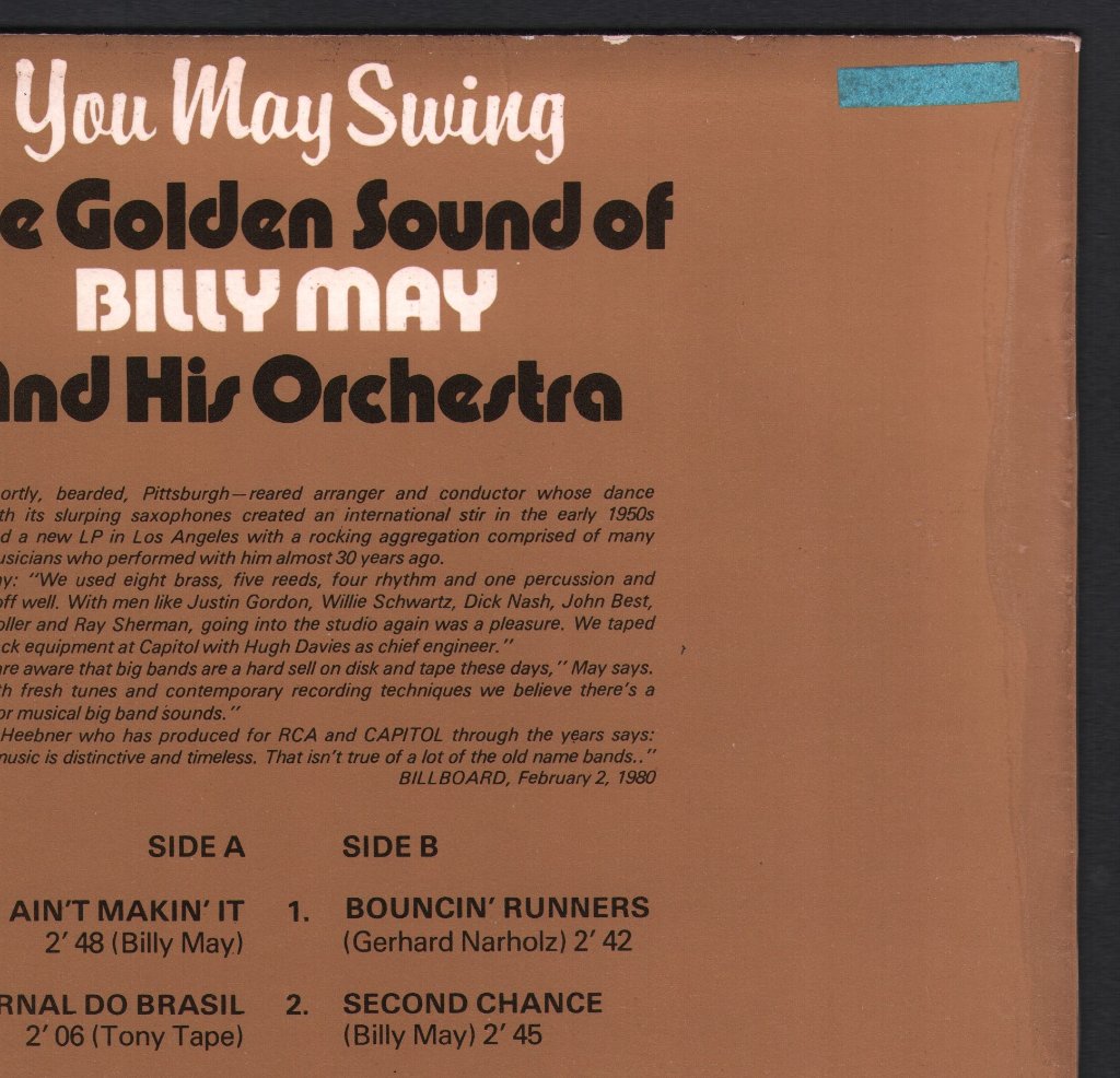Billy May And His Orchestra - You May Swing - Lp