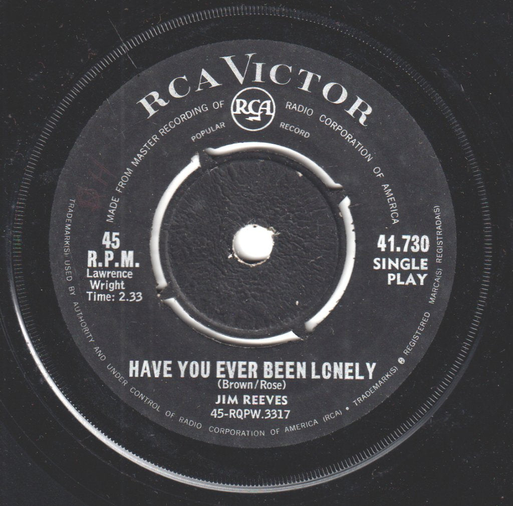 Jim Reeves - Have You Ever Been Lonely / Beyond A Shadow Of A Doubt - 7 Inch