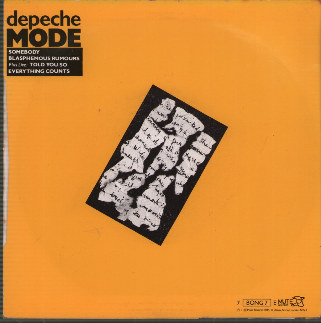 Depeche Mode - Blasphemous Rumours / Somebody - 7 Inch