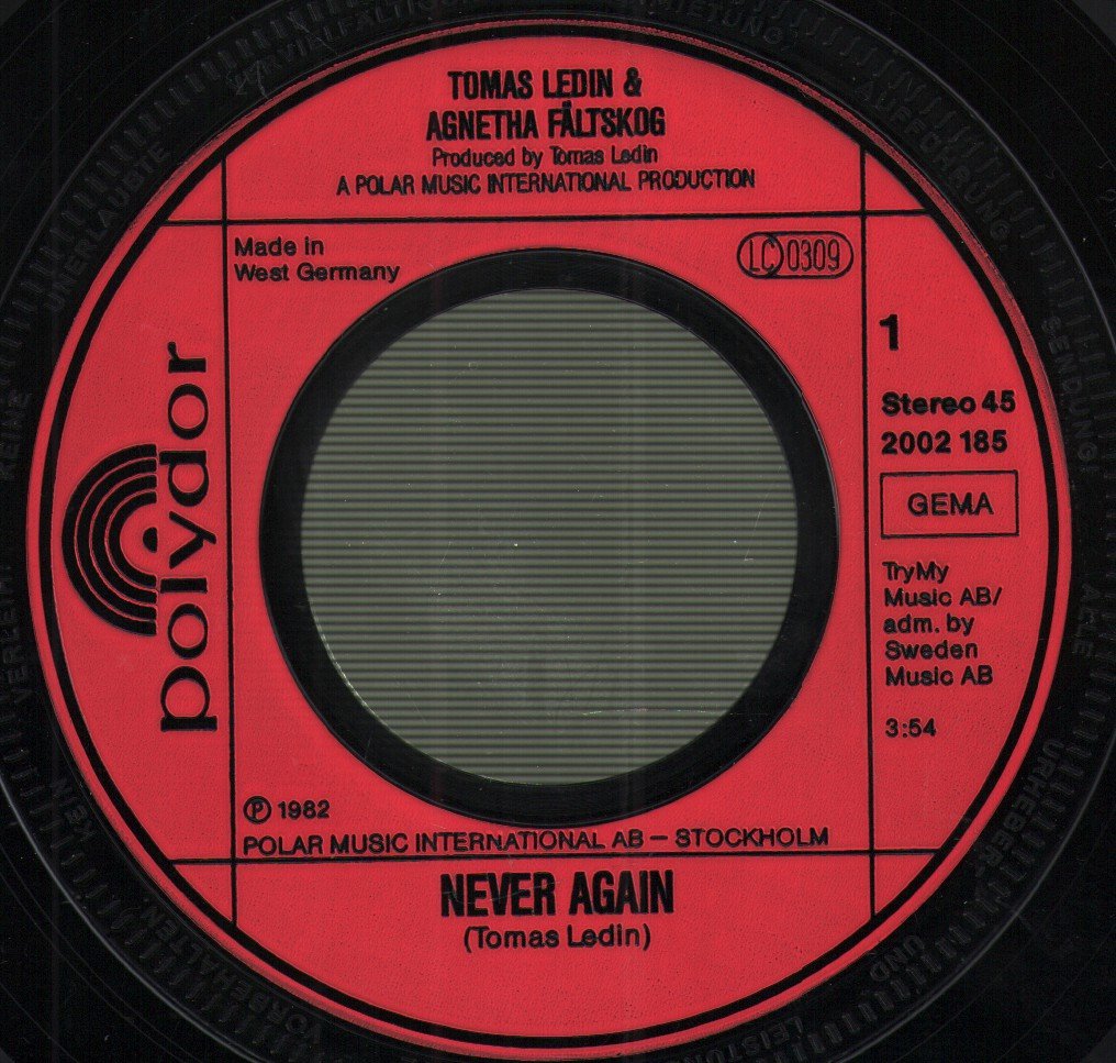 Tomas Ledin And Agnetha Faltskog - Never Again - 7 Inch