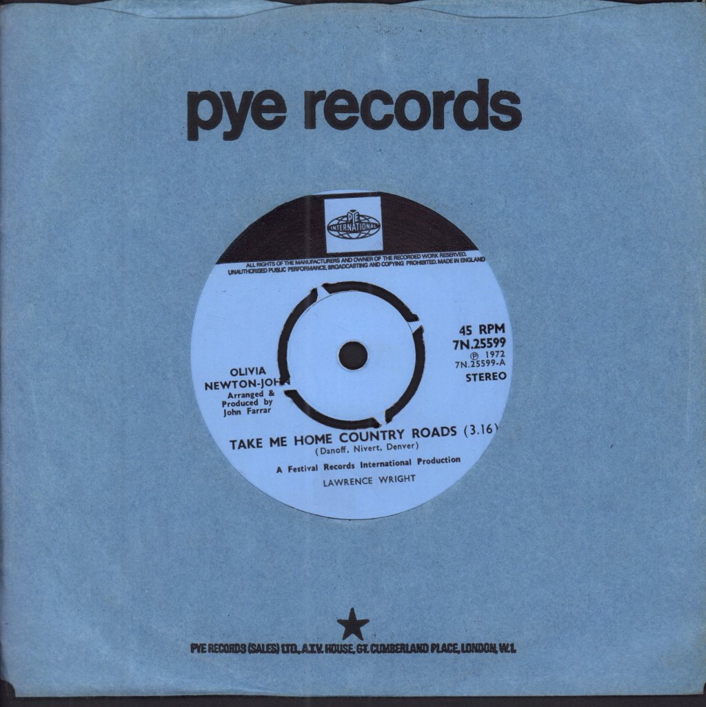 Olivia Newton John - Take Me Home Country Roads - 7 Inch