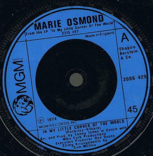 Marie Osmond - In My Little Corner Of The World - 7 Inch
