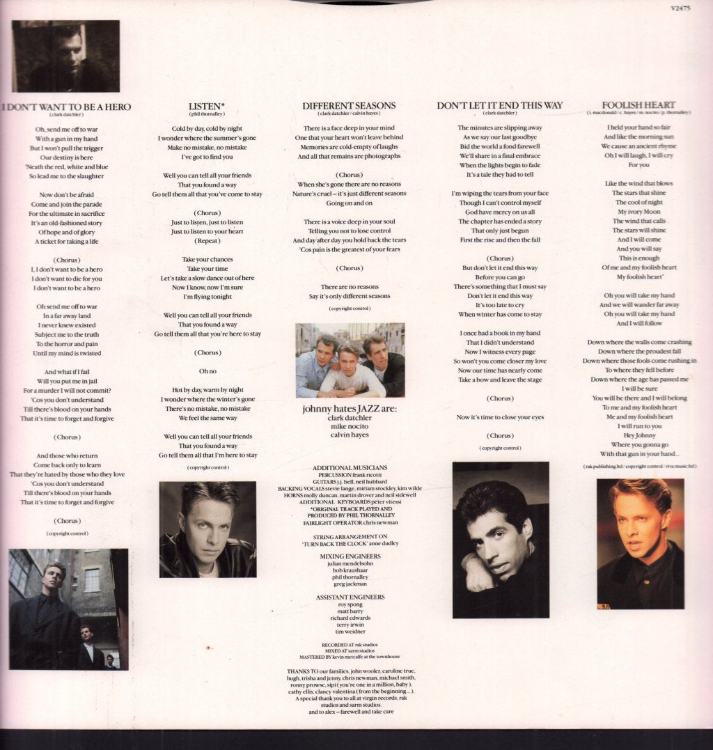 Johnny Hates Jazz - Turn Back The Clock - Lp