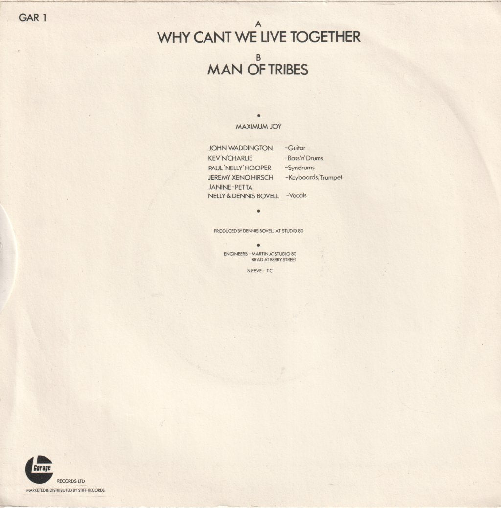 Maximum Joy - Why Can't We Live Together - 7 Inch