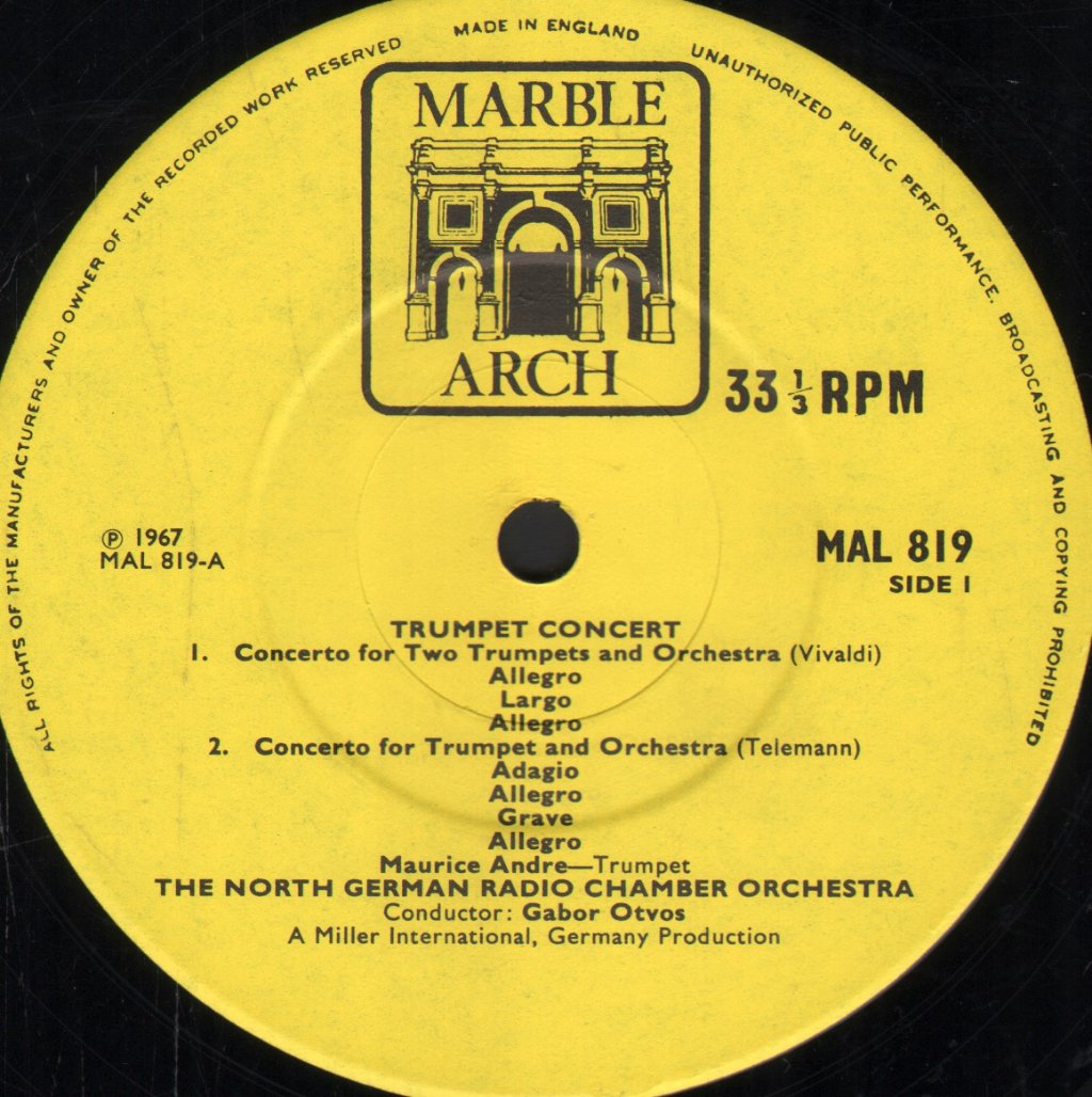 Maurice Andre / North German Radio Chamber Orchestra - Trumpet Concert - Lp