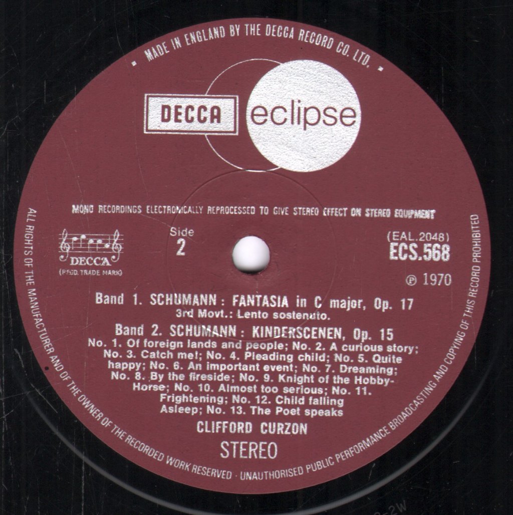 Clifford Curzon - Schumann - Fantasia In C Major / Kinderscenen - Lp