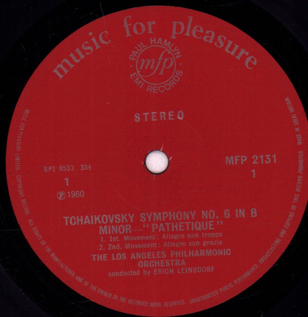 Erich Leinsdorf - tchaikovsky Symphony No. 6 In B Minor Pathetique - Lp