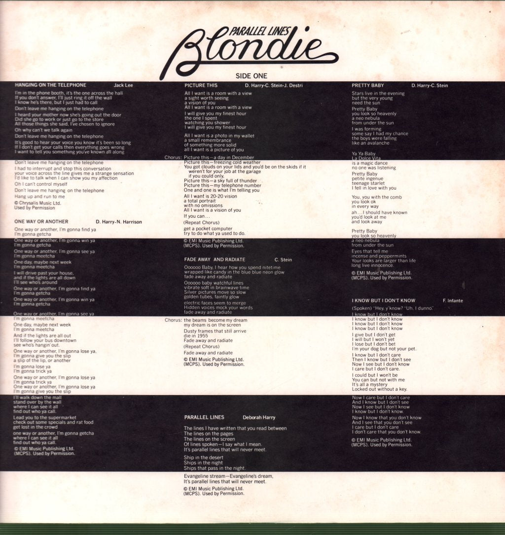 Blondie - Parallel Lines - Lp