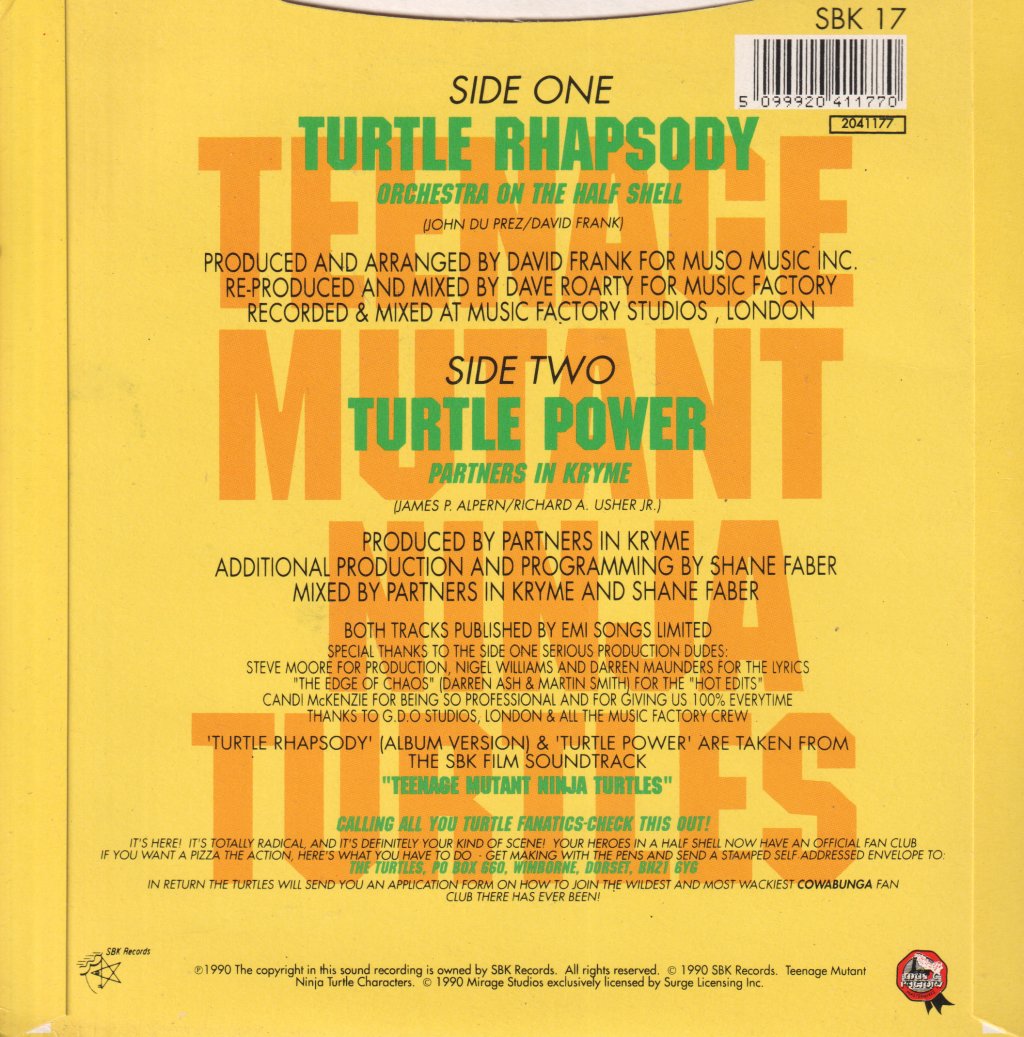Orchestra On The Half Shell - Turtle Rhapsody - 7 Inch