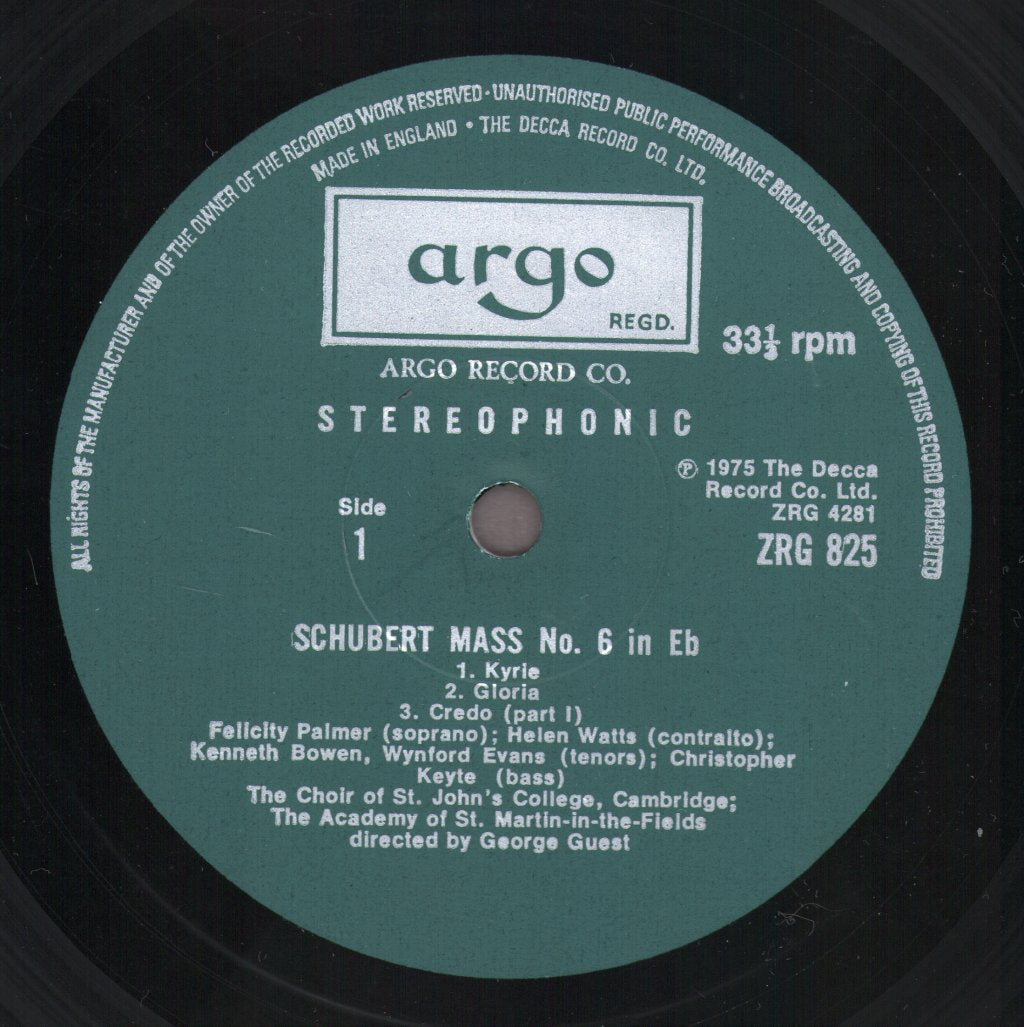 Felicity Palmer / Helen Watts / Kenneth Bowen / Wynford Evans / Christopher Keyte / George Guest - Schubert - Mass In E Flat - Lp