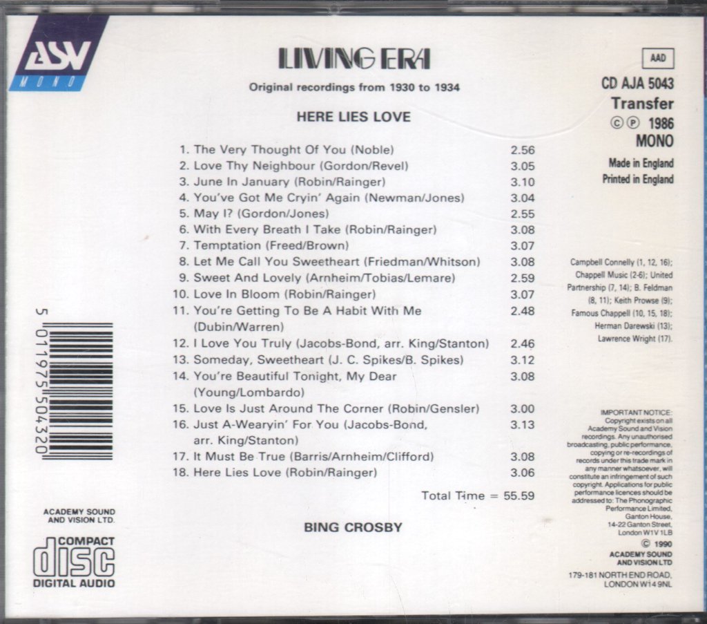 Bing Crosby - Here Lies Love - Cd