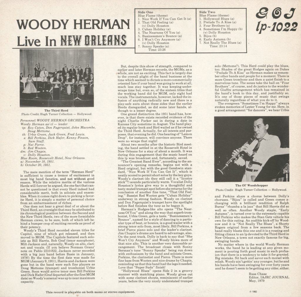 Woody Herman And His '51 Herd - Live In New Orleans - Lp