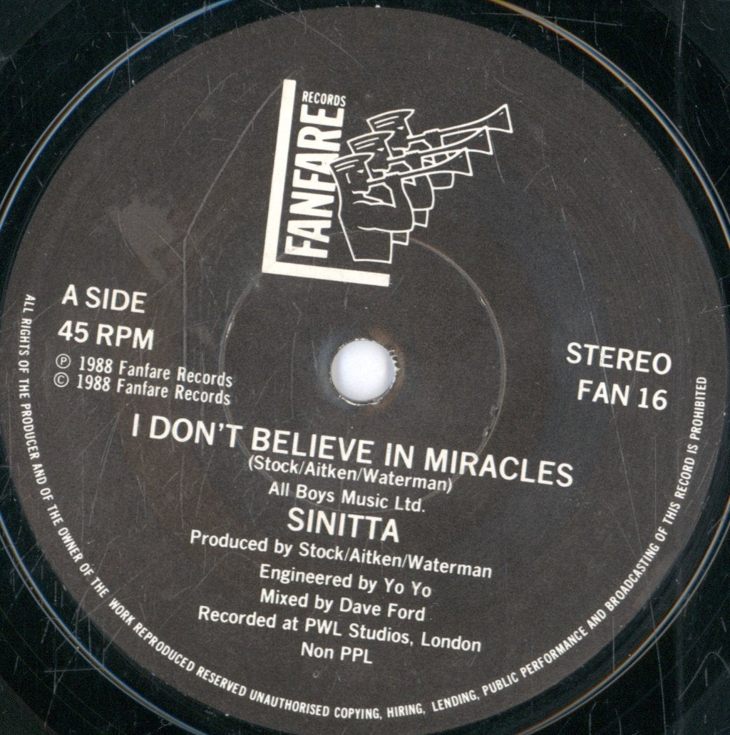 Sinitta - I Don't Believe In Miracles - 7 Inch