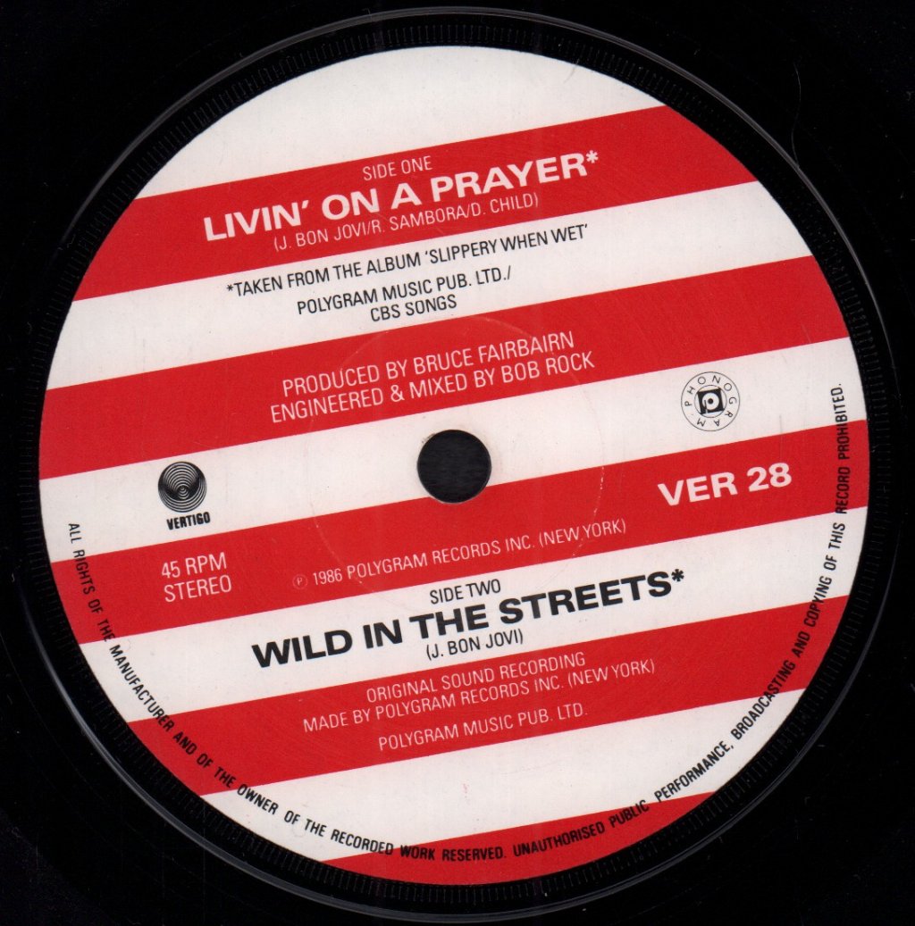 Bon Jovi - Livin' On A Prayer - 7 Inch
