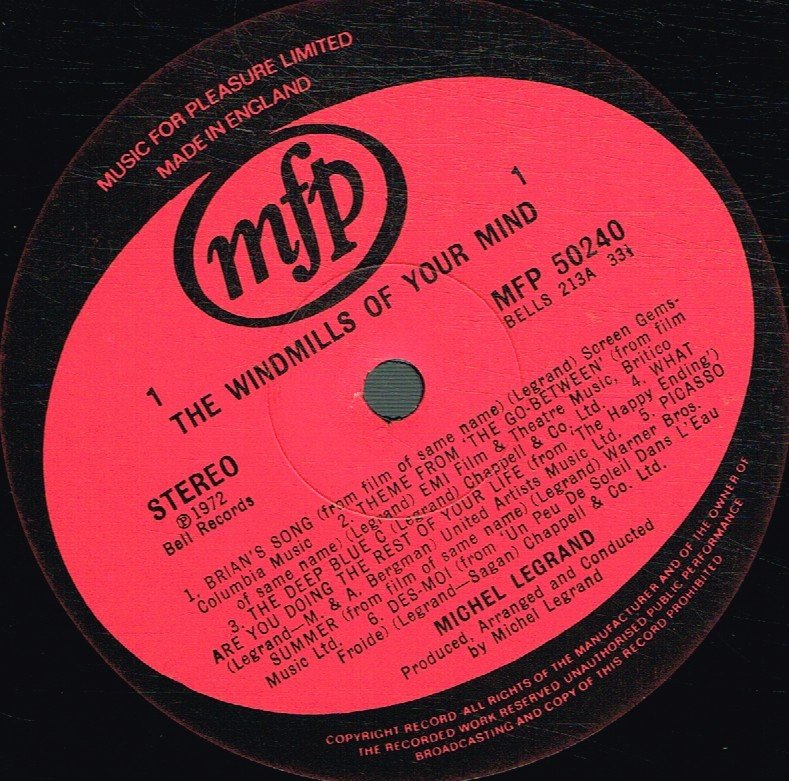 Michel Legrand - Windmills Of Your Mind - Lp