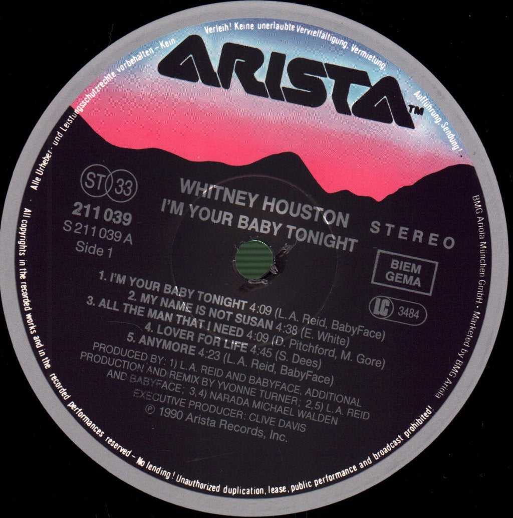 Whitney Houston - I'm Your Baby Tonight - Lp