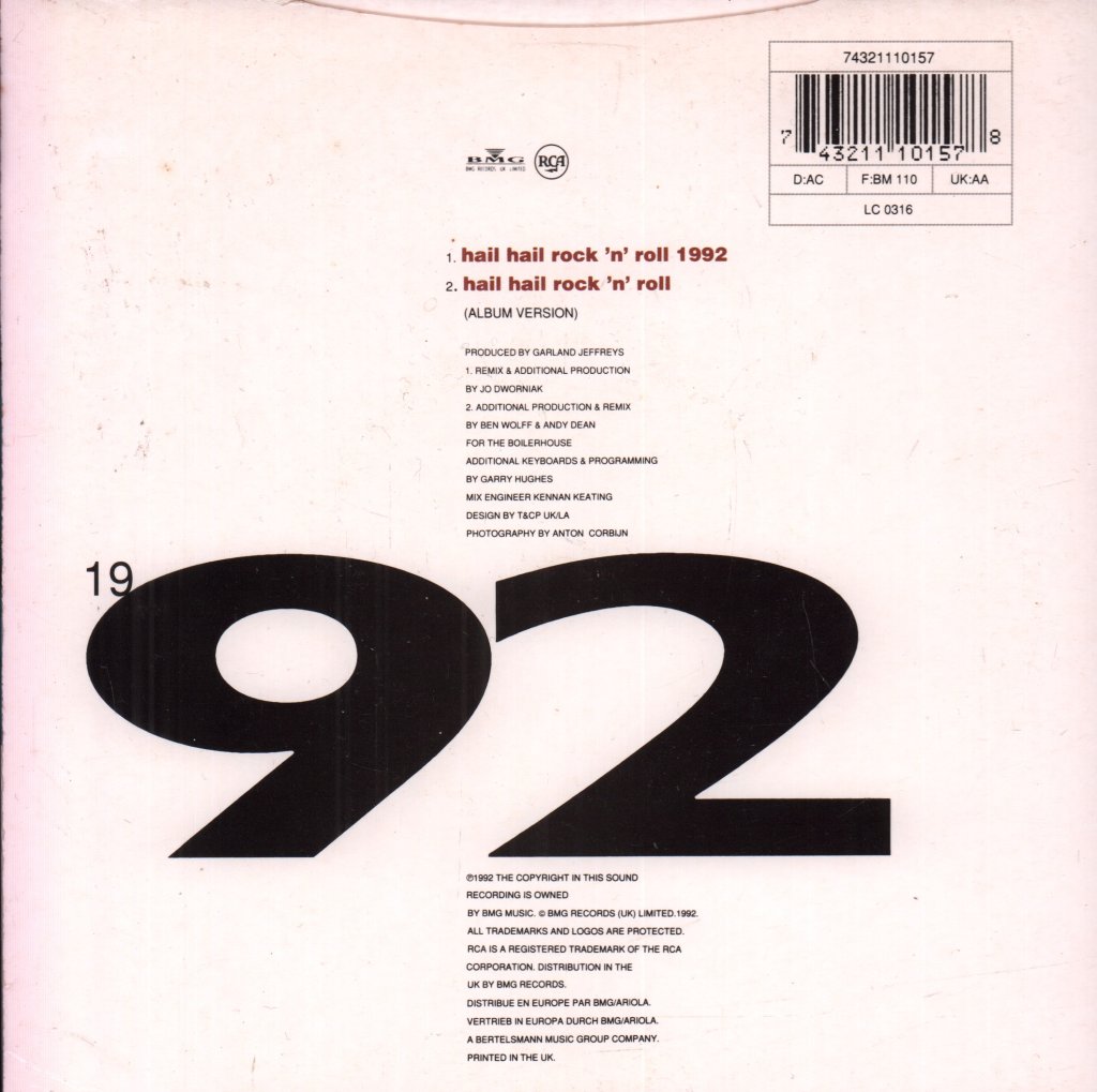 Garland Jeffreys - Hail Hail Rock N Roll 1992 - 7 Inch