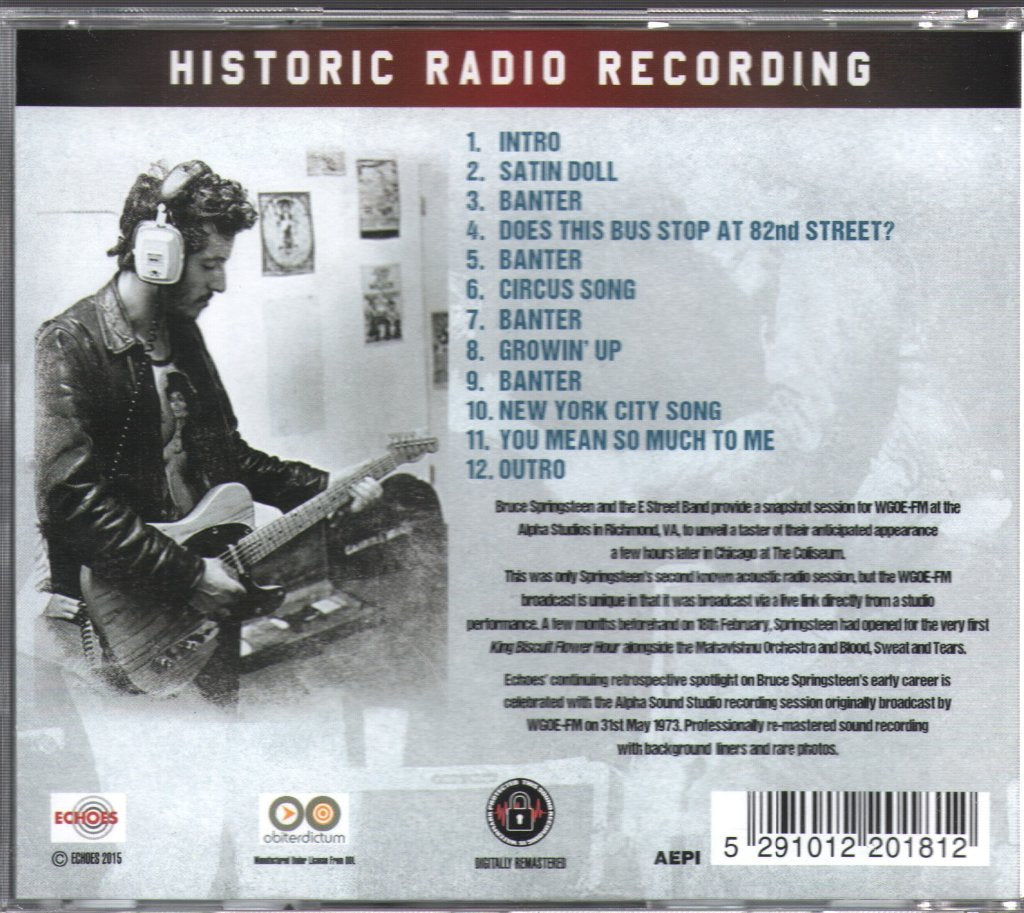Bruce Springsteen - Wgoe Radio, Alpha Studios, Richmond VA, 31st May 1973 - Cd