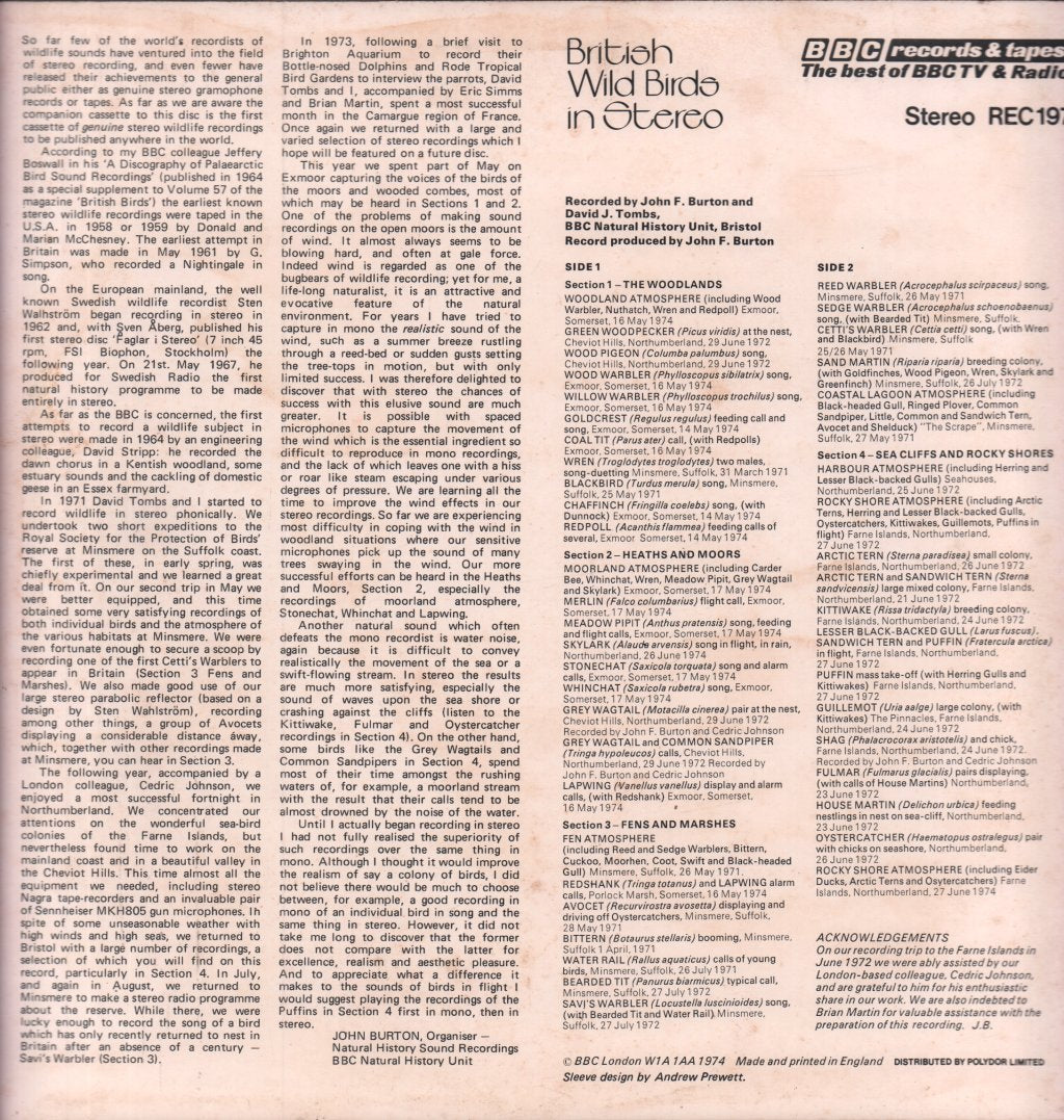 British Wild Birds In Stereo - British Wild Birds In Stereo - Lp