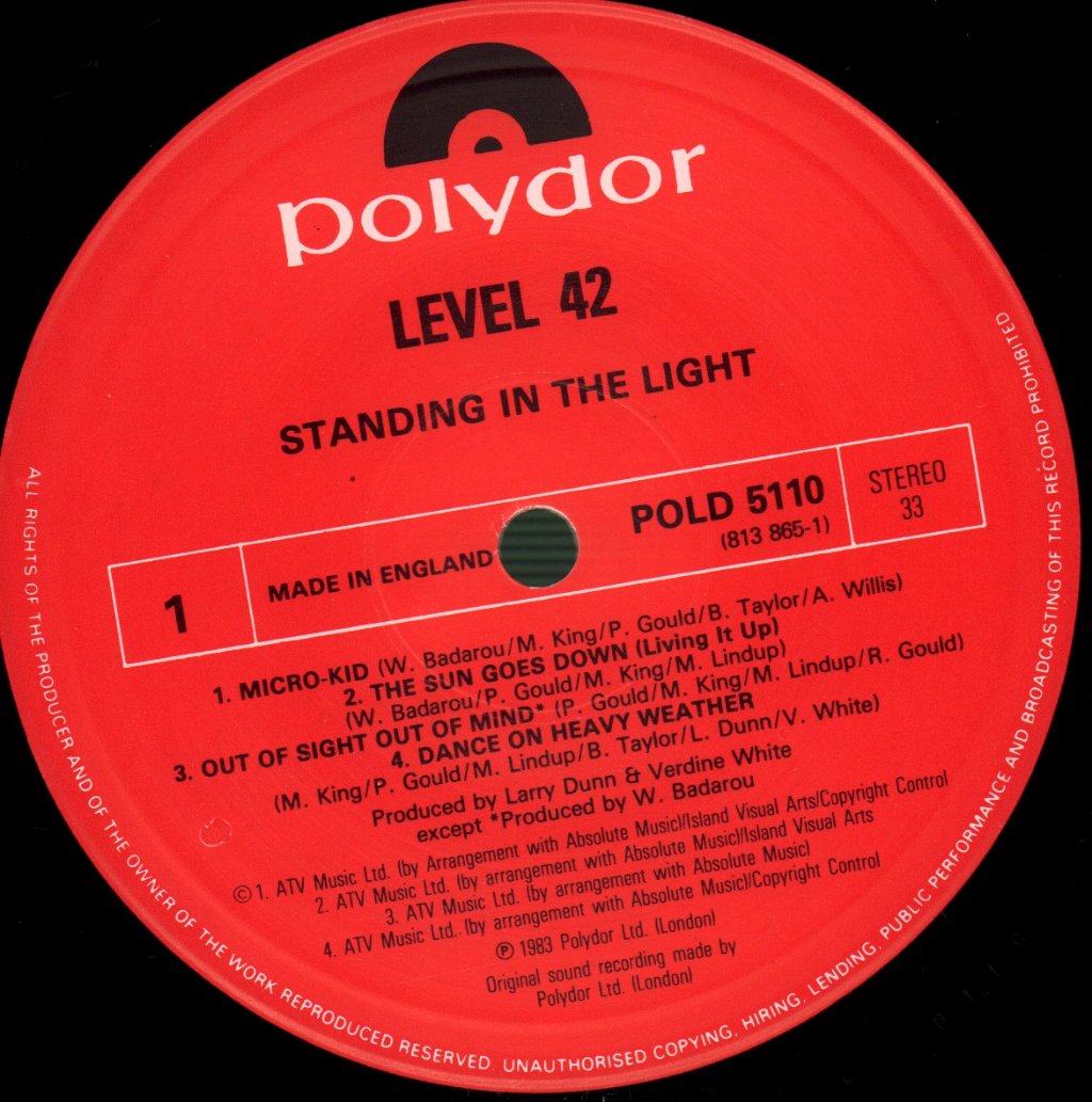 Level 42 - Standing In The Light - Lp