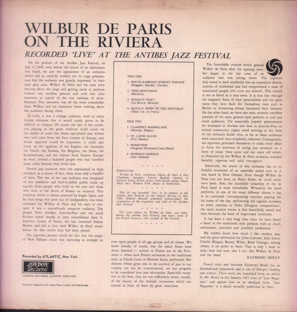 Wilbur De Paris - On The Riviera - Lp