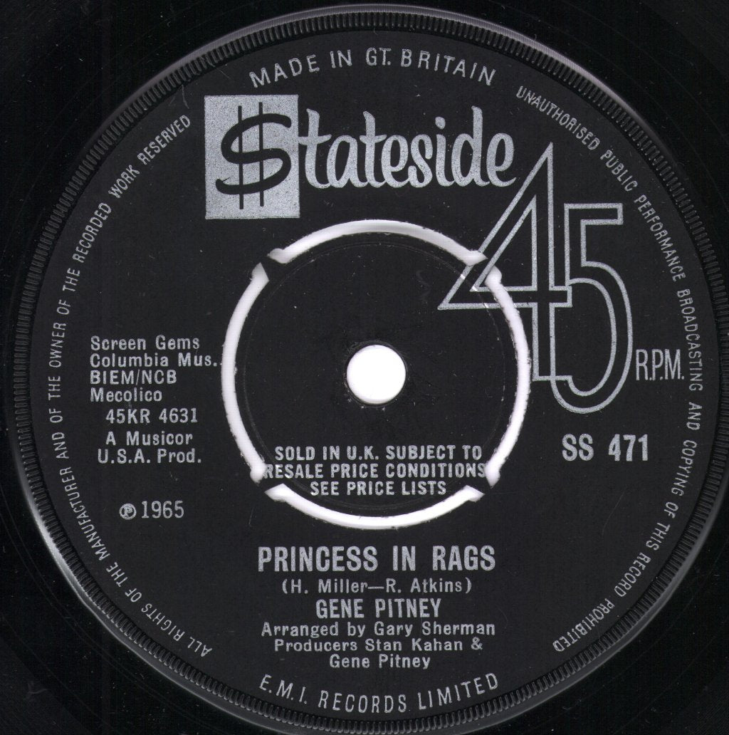 Gene Pitney - Princess In Rags - 7 Inch