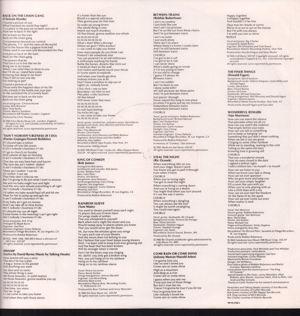 King Of Comedy - Original Sound Track - Lp