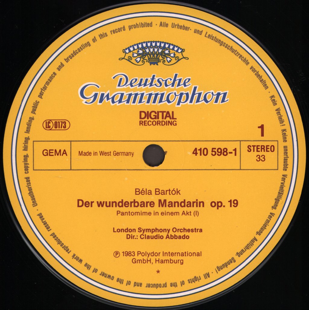 Claudio Abbado / Shlomo Mintz / Ambrosian Singers / London Symphony Orchestra - Bela Bartok - Miraculous Mandarin / 2 Portraits (Der Wunderbare Mandarin) - Lp
