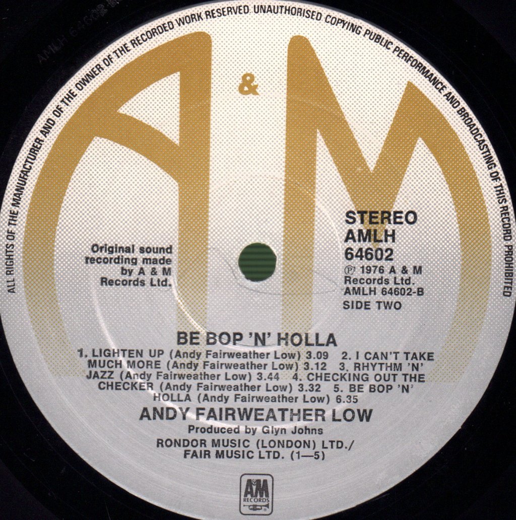 Andy Fairweather-Low - Be Bop 'N' Holla - Lp