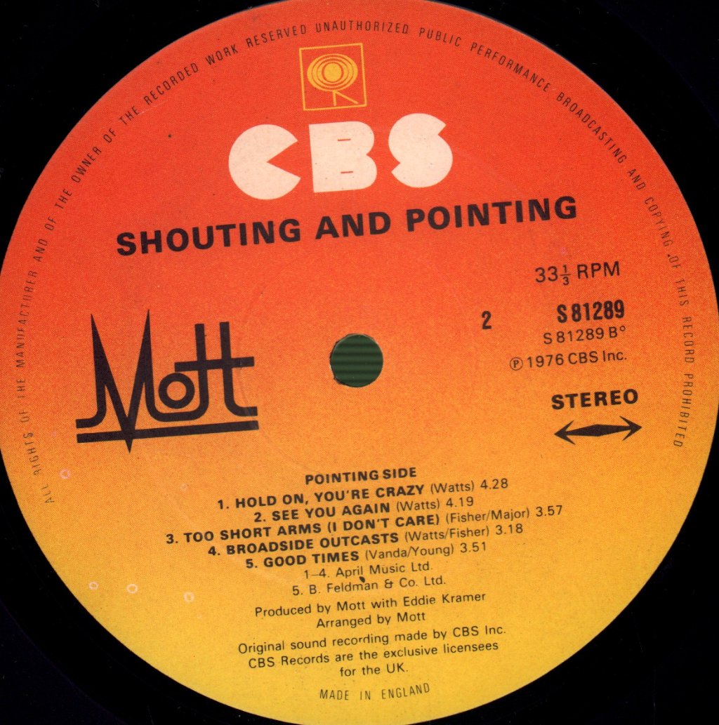 Mott - Shouting And Pointing - Lp