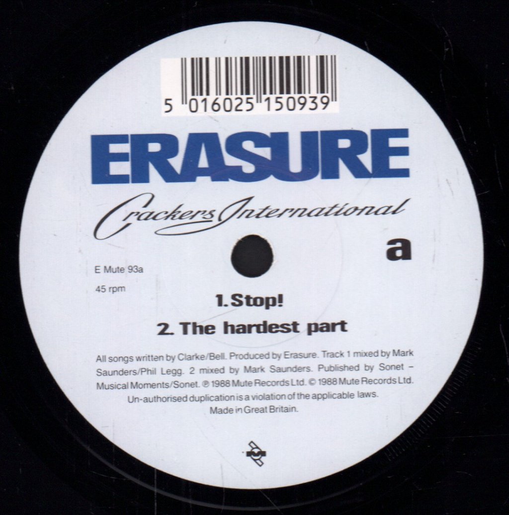 Erasure - Crackers International - 7 Inch