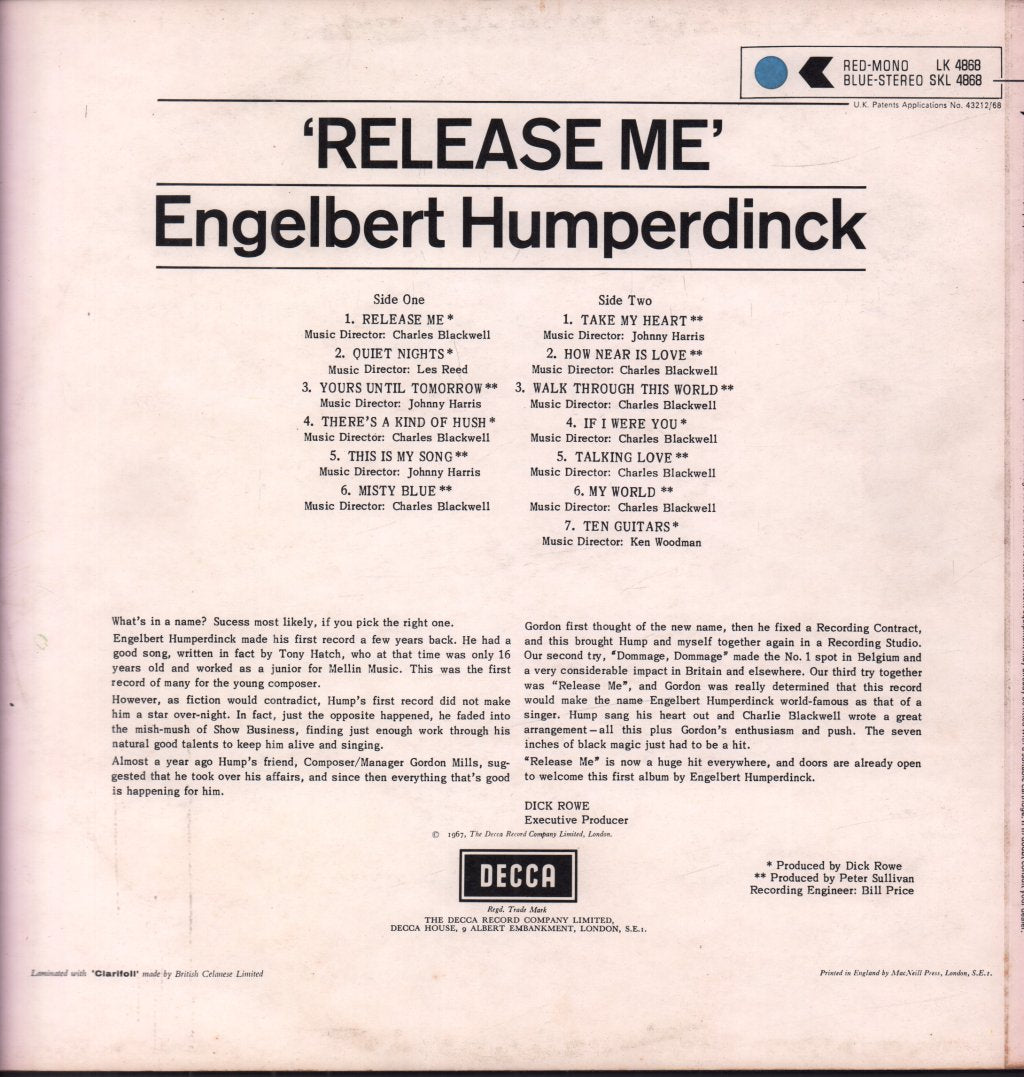 Engelbert Humperdinck - Release Me - Lp