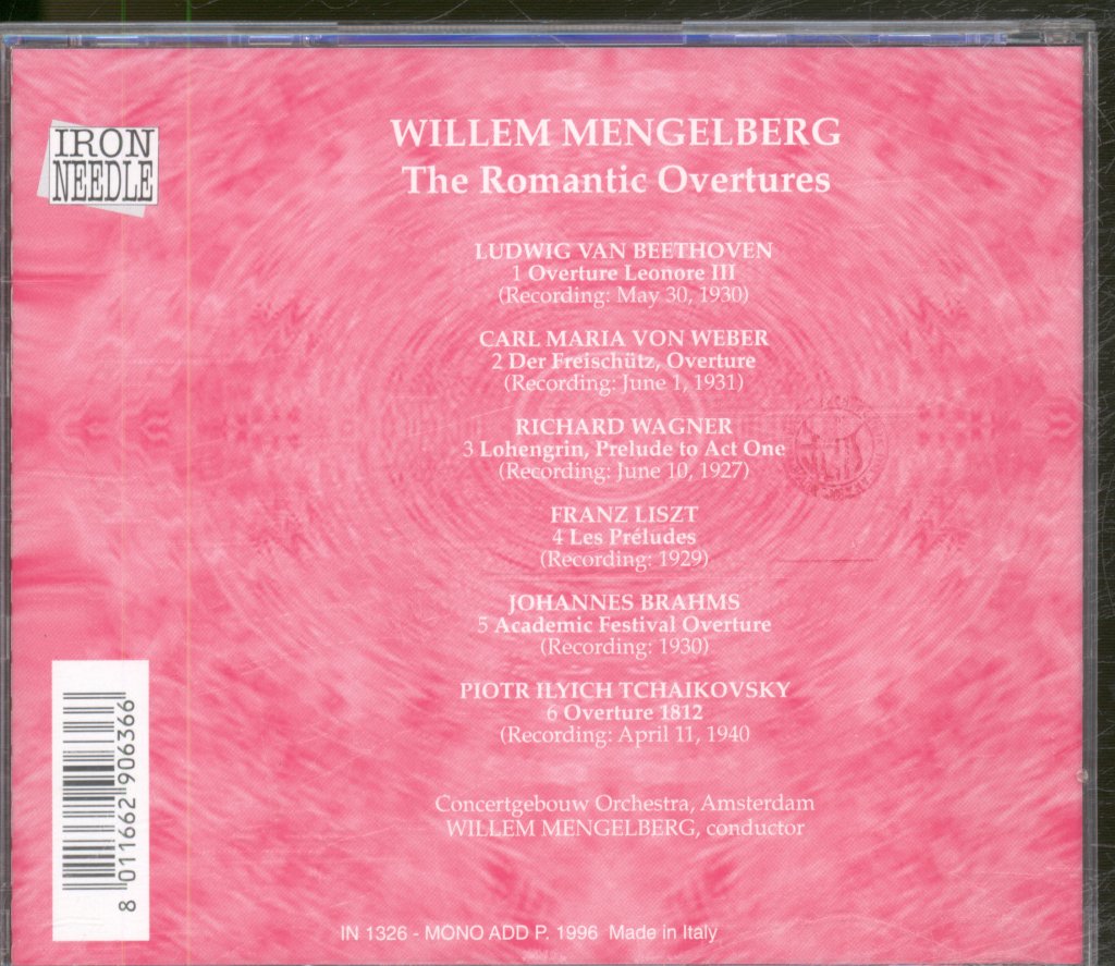 Willem Mengelberg - Romantic Overtures - Cd