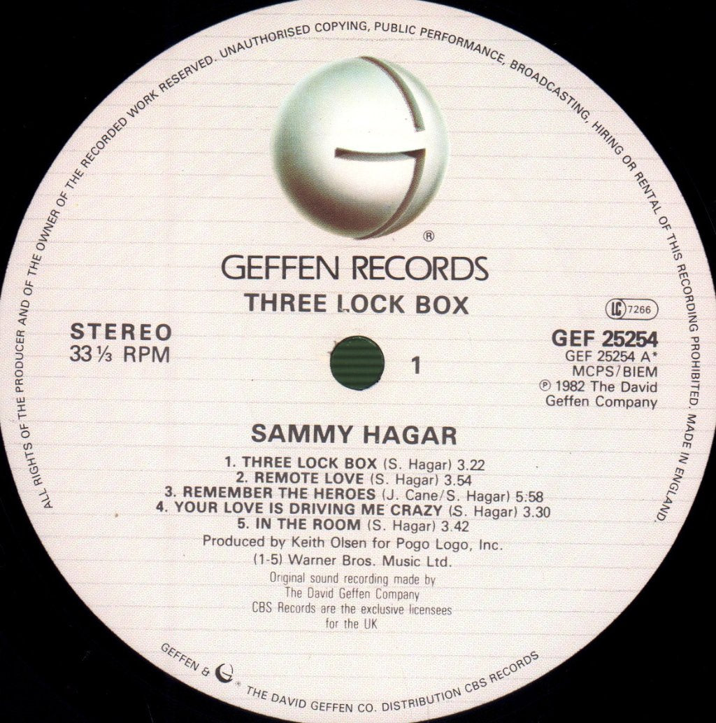 Sammy Hagar - Three Lock Box - Lp