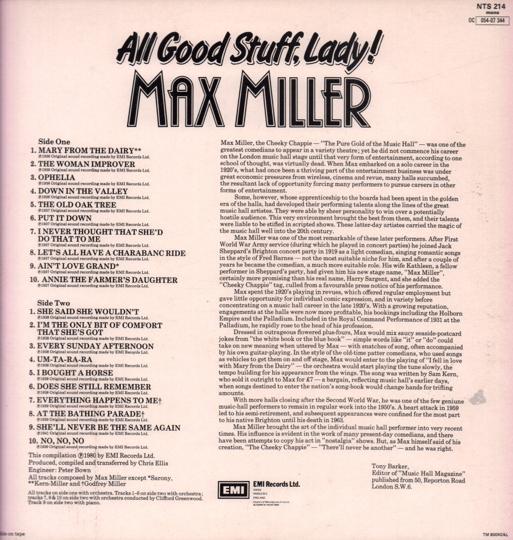 Max Miller - All Good Stuff Lady - Lp